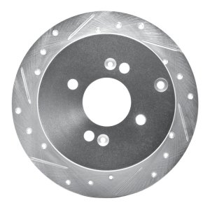 Dodge Attitude Brake Rotor (1) - Rear Left - R1 Concepts - Drilled & Slotted - Silver - `06-`12